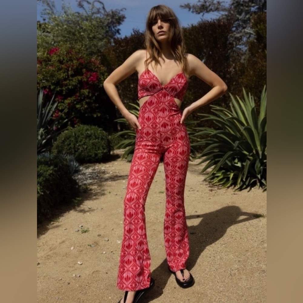 Zara flare jumpsuit with cutouts